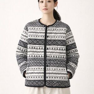 Snow Peak Quilted Flexible Crewneck Jacket Black and White size S
